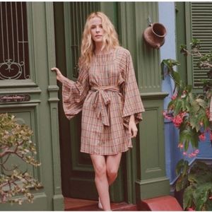 DOEN CALDER RAINBOW PLAID DRESS W/BELT SZ S